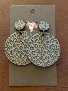 Laser Engraved Leopard Dangles