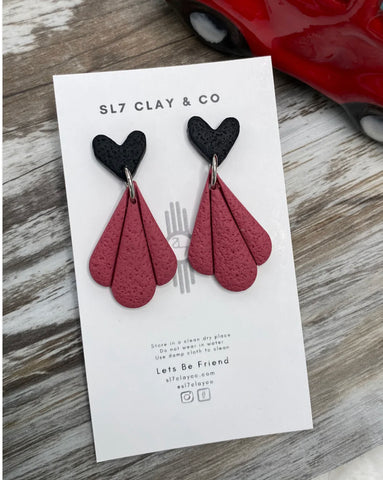 Pink Black Hearts Dangles