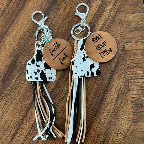 Custom Engraved Cowtag Keychain