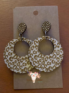 Laser Engraved Leopard Teardrop Cutout Dangles