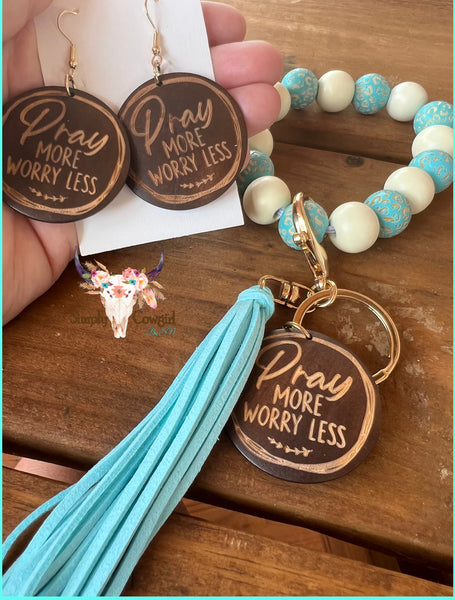 Pray More Worry Less Engraved Bracelets/Earrings