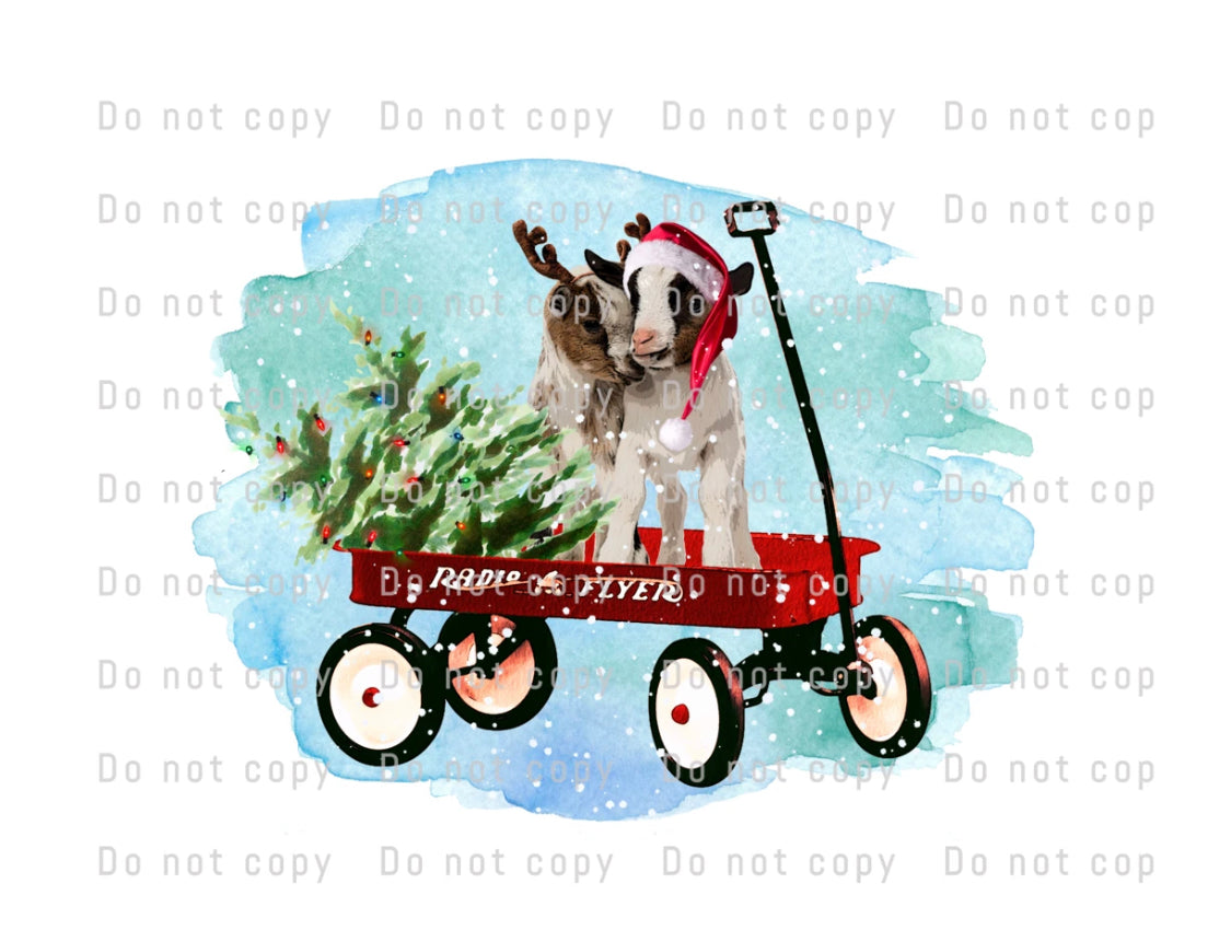 Christmas Goat Wagon